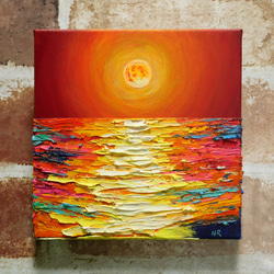 油絵 インテリアアートパネル【オレンジの月】 絵画 HR 通販