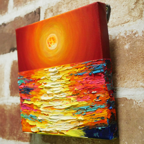 油絵 アートパネル【オレンジの月】 油絵 絵画アートパネル【オレンジの月】 絵画 HR 通販