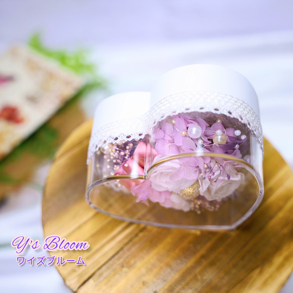 ❤ハートボックスフラワー❤　プリザーブドフラワー　プレゼントギフト　アクリルケース　立てられます! 3枚目の画像