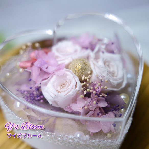 ❤ハートボックスフラワー❤　プリザーブドフラワー　プレゼントギフト　アクリルケース　立てられます! 6枚目の画像
