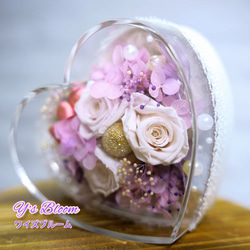 ❤ハートボックスフラワー❤　プリザーブドフラワー　プレゼントギフト　アクリルケース　立てられます! 5枚目の画像