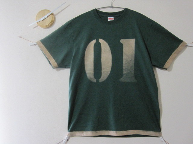 1点 フチドリ　ラージナンバー【01】　ワンピース/グリーン/ヴィンテージ/ミリタリー/ゆるい/カワイイ