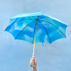 手染めの日傘 UVカット加工付・コットンパラソル / Palette - blue 2枚目の画像