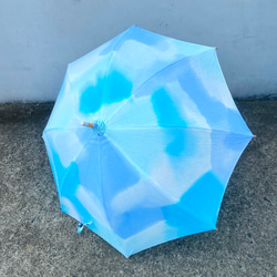 手染めの日傘 UVカット加工付・コットンパラソル / Palette - blue 5枚目の画像