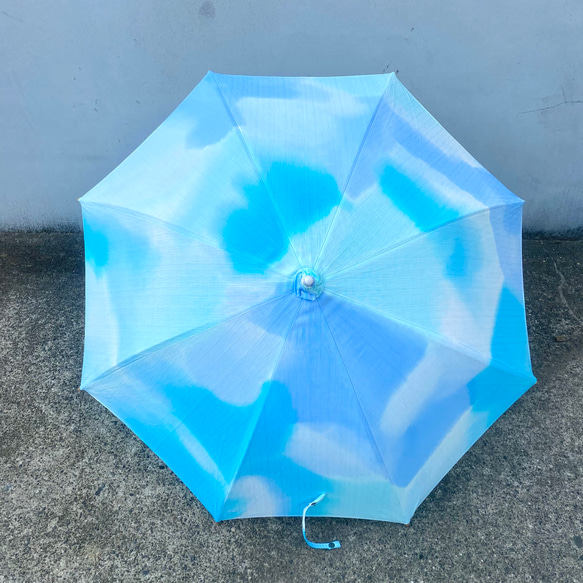 手染防紫外線遮陽傘 / 棉質遮陽傘 / 調色盤 - 藍色 第4張的照片
