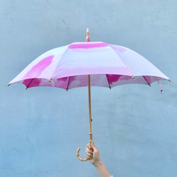 手染防紫外線遮陽傘 / 棉質遮陽傘 / 調色盤 - 粉紅色 第1張的照片