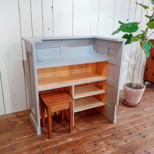 美容室ミニカウンター（W1000ブルーグレー） ネイルサロン 自宅サロン