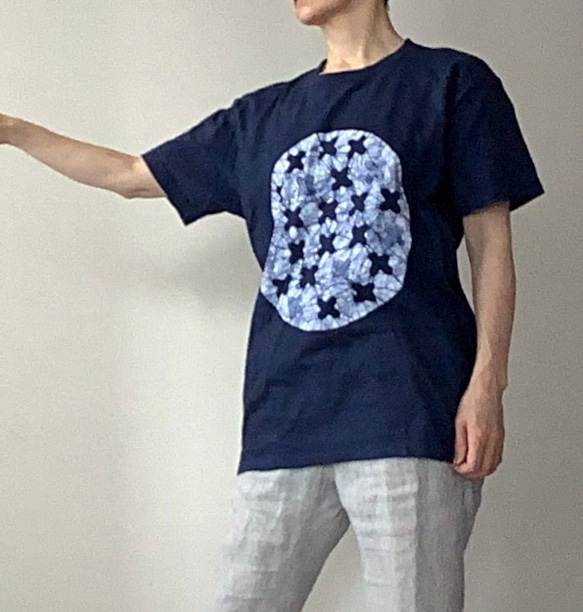 アジサイデザイン2　手染めTシャツ/S・M・L・XL 4枚目の画像