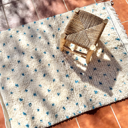 モロッコ  ラグ ベニワレン　ドット ブルー　カーペット　絨毯 3枚目の画像