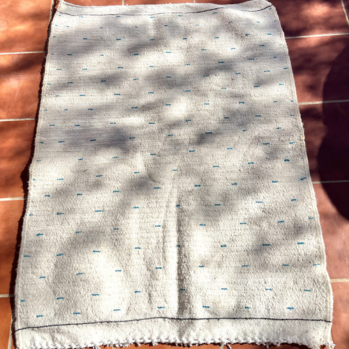 モロッコ ラグ ベニワレン ドット ブルー カーペット 絨毯-