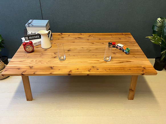 送料無料】 ローテーブル 長方形 120cm 70cm 杉 折り畳み脚 木組 ハ型 