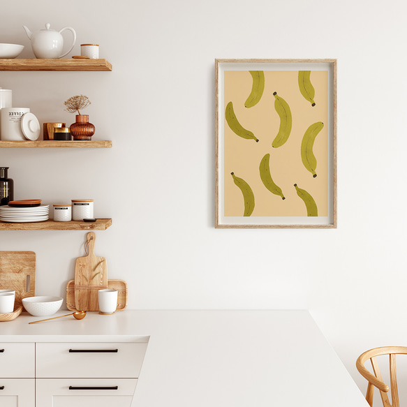 【お得な3枚セット】食べ物の抽象画のポスター　レモン、バナナなど　インテリアポスターA4サイズ〜 4枚目の画像