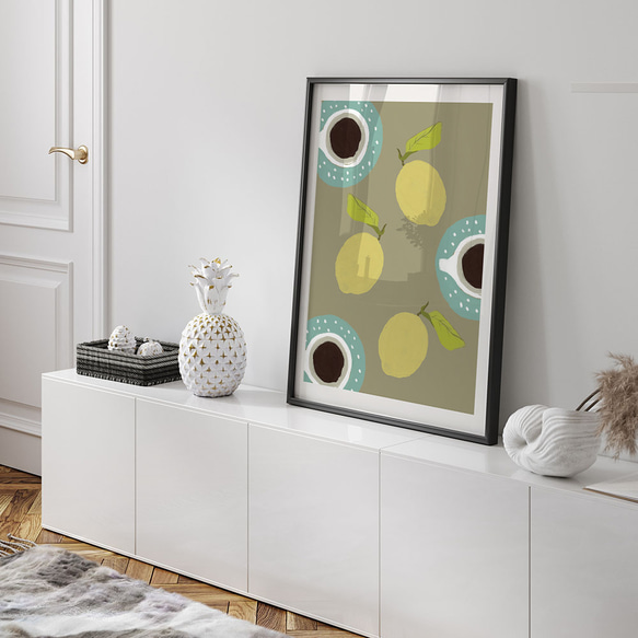 【お得な3枚セット】食べ物の抽象画のポスター　レモン、バナナなど　インテリアポスターA4サイズ〜 2枚目の画像