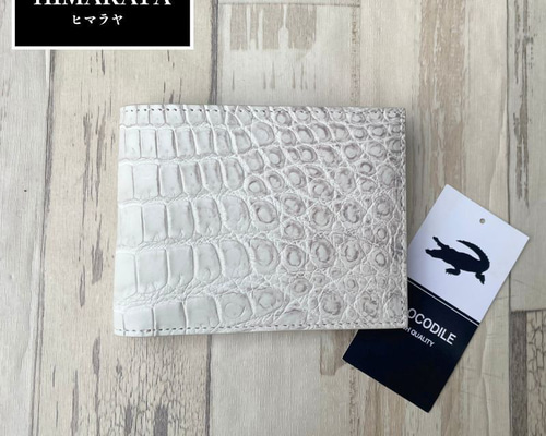 No34004 ヒマラヤクロコダイル 二つ折り 財布 メンズ ホワイト