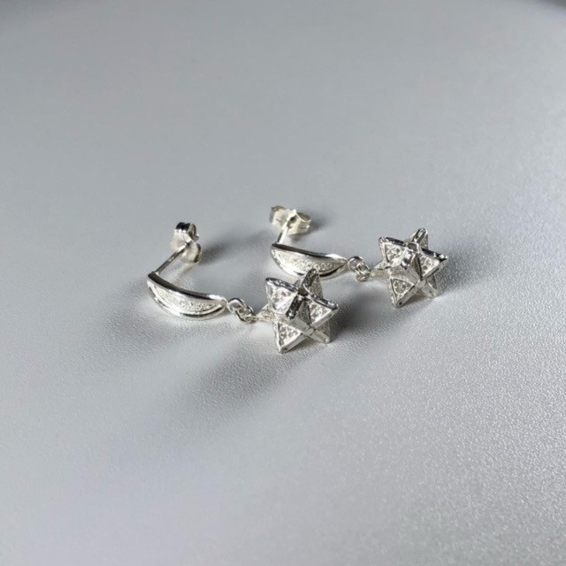 【受注制作】秋田銀線細工　GINSENマカバ　ピアス