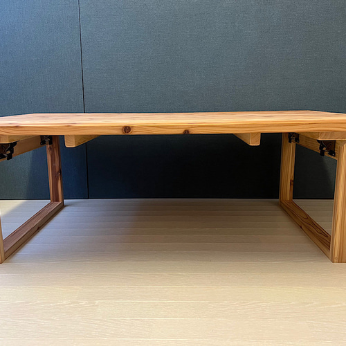 送料無料】 ローテーブル 長方形 120cm 70cm 杉 折り畳み脚 木組
