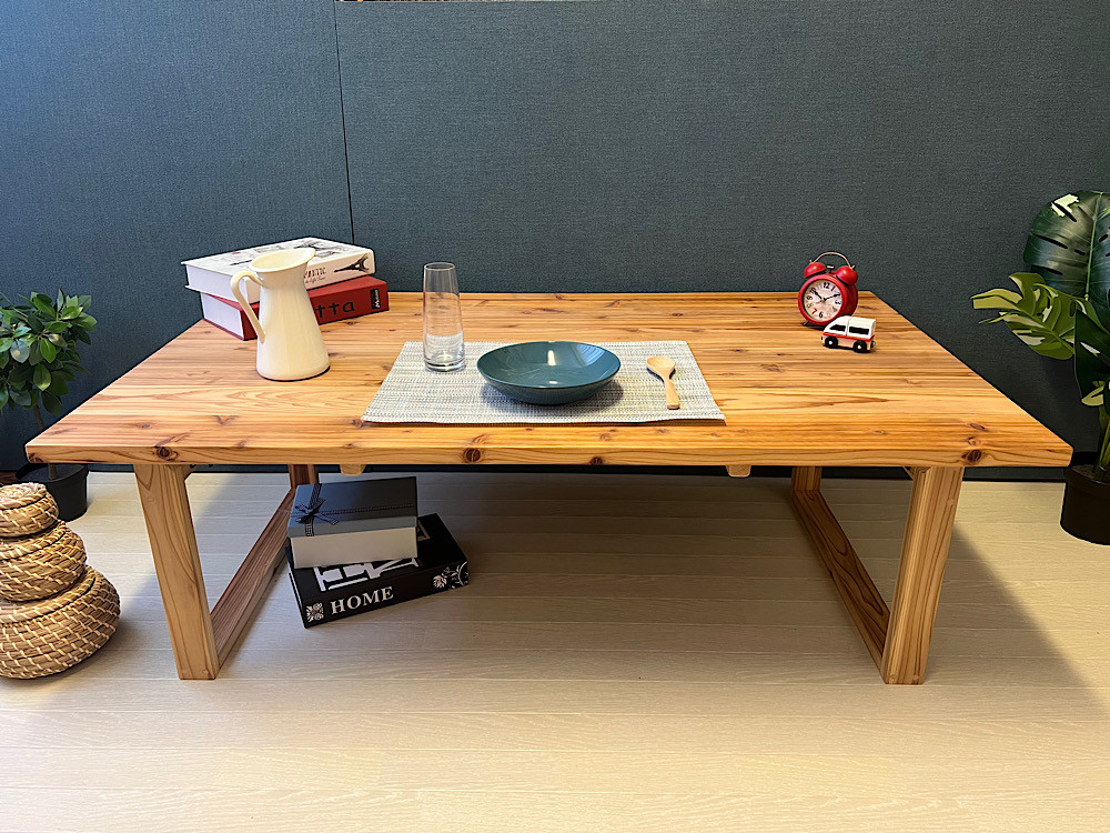 送料無料】 ローテーブル 長方形 120cm 70cm 杉 折り畳み脚 木組
