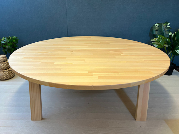 【送料無料】 ローテーブル 丸形 120cm パイン ナチュラル 折り畳み脚 木組 10枚目の画像