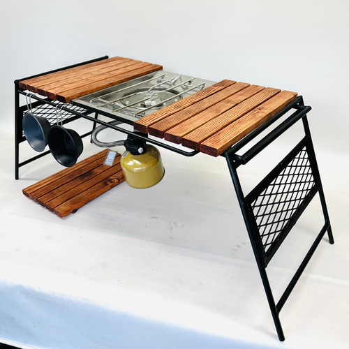 フラットバーナ－テーブルアイアンigtテーブル マホガニー色 