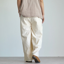 淺色闊腿褲/米色/三河紡織 第3張的照片