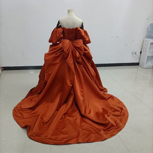 ウェディングドレス テラコッタ 豪華！オフシェル フィッシュテール  