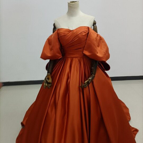 ウェディングドレス テラコッタ 豪華！オフシェル フィッシュテール  