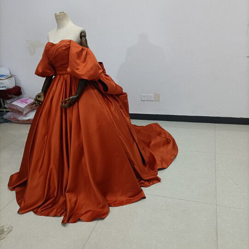 ウェディングドレス テラコッタ 豪華！オフシェル フィッシュテール  