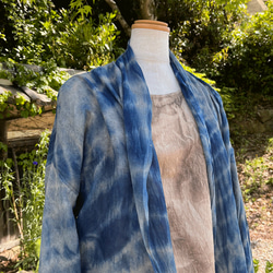 藍と柿渋染めの羽織コート23041 4枚目の画像