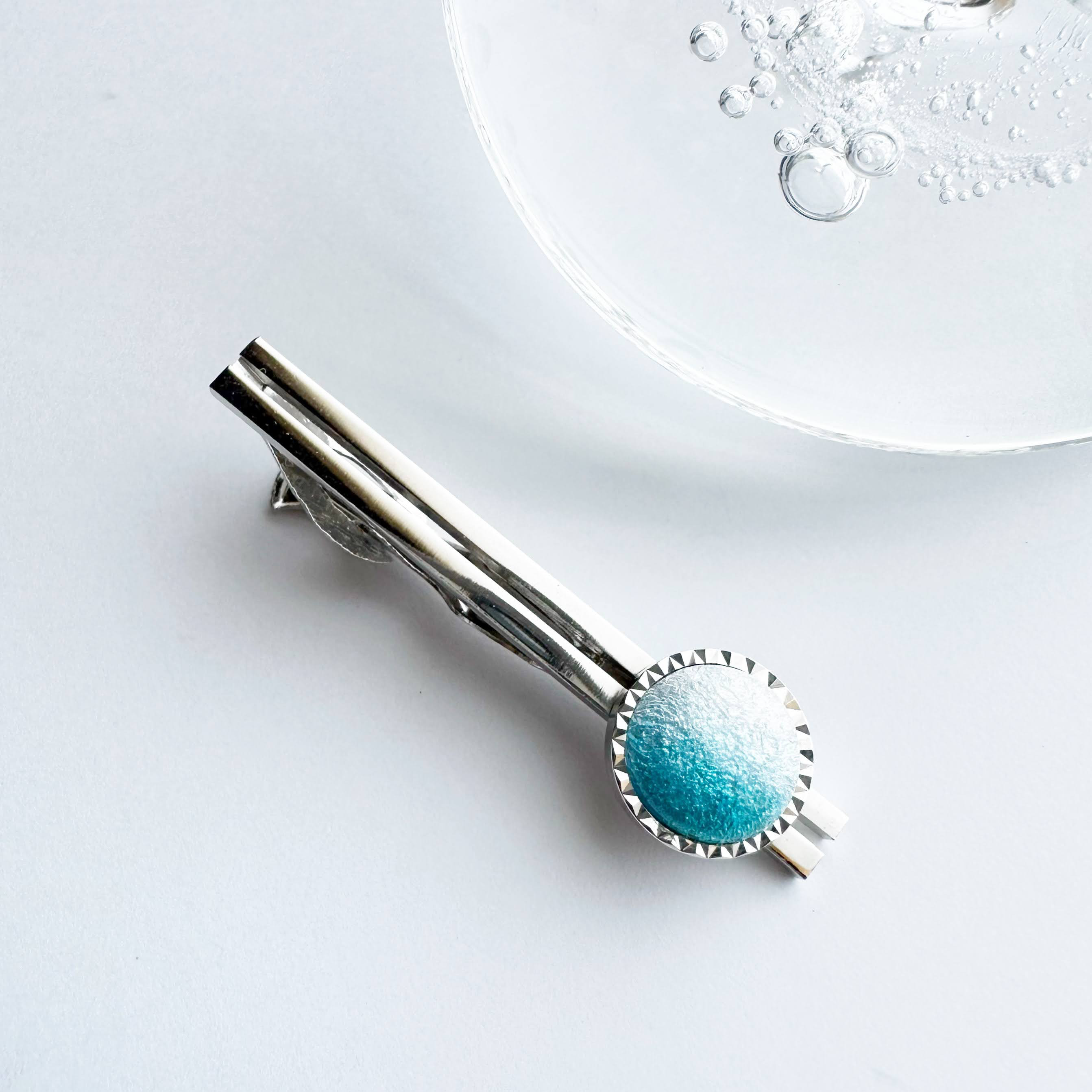 七宝焼のネクタイピン ターコイズブルー