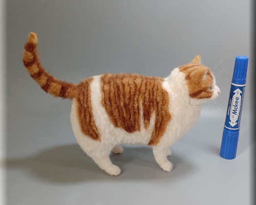 茶トラ デブ猫 母猫  猫 羊毛 フェルト 作品 作家 リアル ぬいぐるみ 0758a9c36bc3dd12ff3ccc01fc0ca1