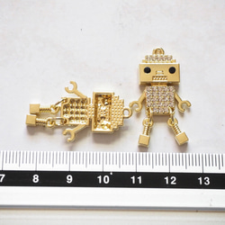 1個 ロボット チャーム 32×20mm ゴールド メタルチャーム 【T366】 3枚目の画像