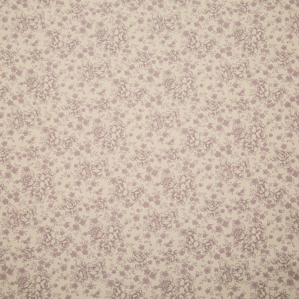国産コットン　プリントシーチング   小花　生成×パープル　J158 3枚目の画像