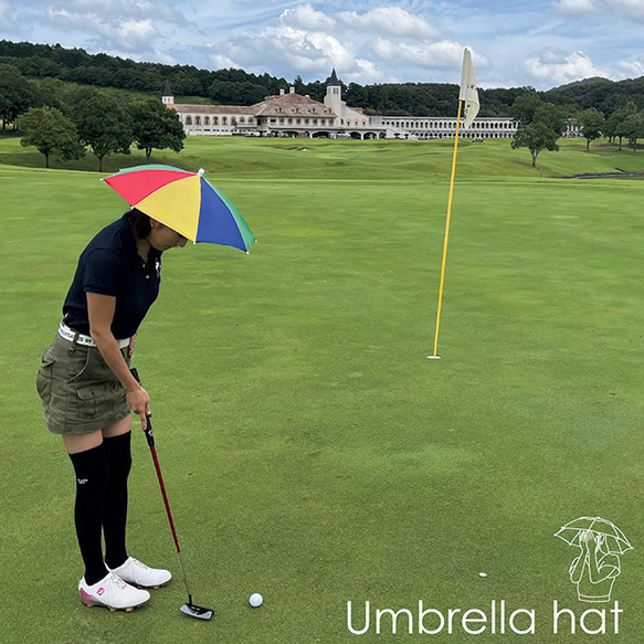 被る傘 傘 おもしろ傘 日傘 手ぶら 被る 面白グッズ おもしろグッズ 日除け ゴルフ 釣り バーベキュー 海 BBQ 7枚目の画像