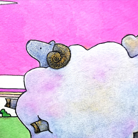 羊の親子　イラスト原画 5枚目の画像