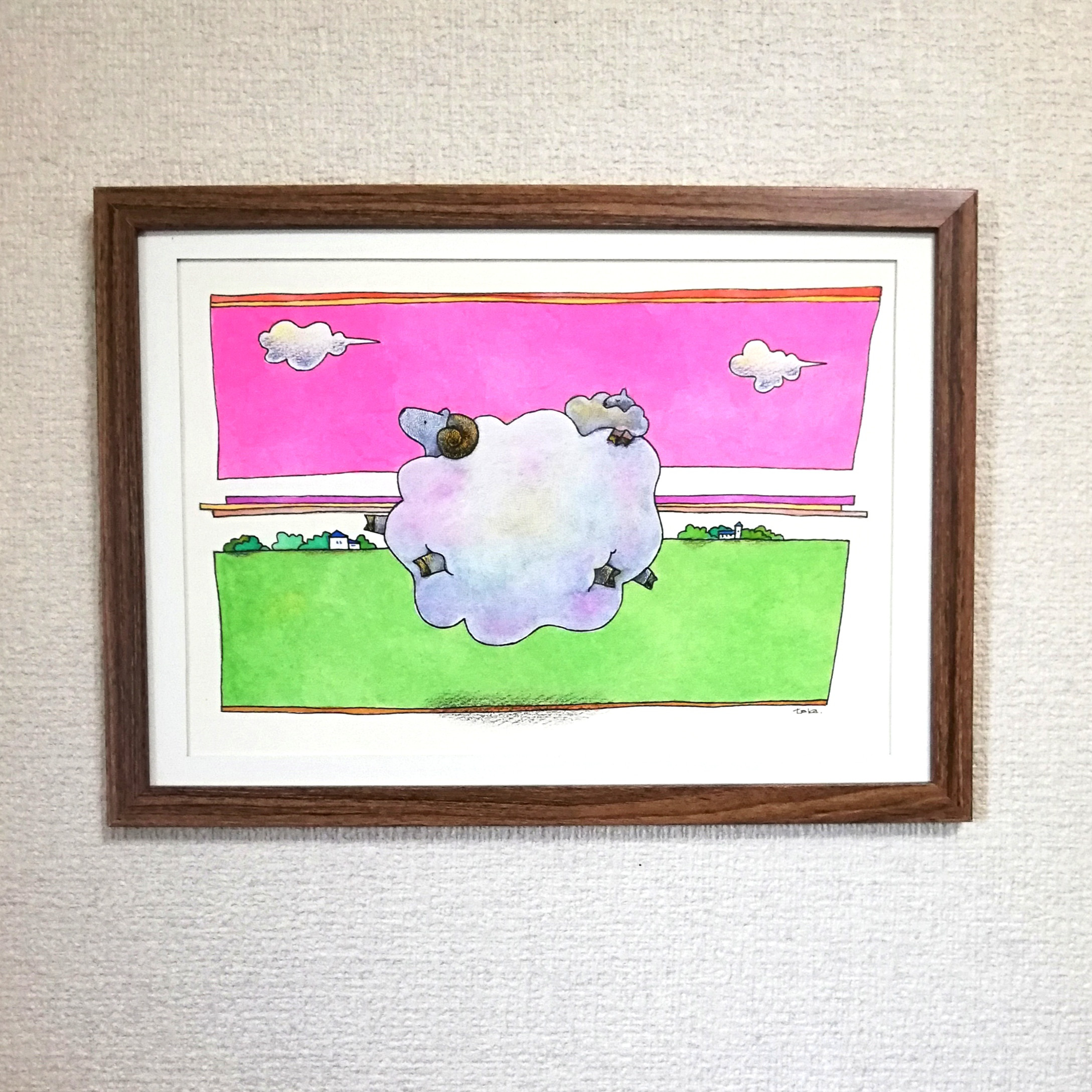 羊の親子　イラスト原画