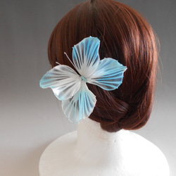 蝶（パールブルー）簪　髪飾り 9枚目の画像
