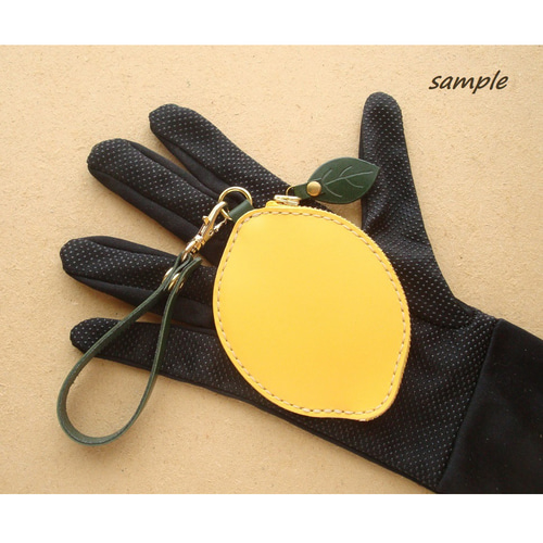 受注制作】*マチなし* レモン コインケース*イエローレザー/ヌメ革  