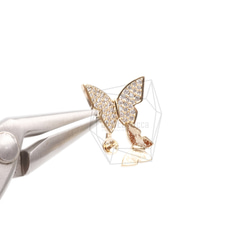 ERG-2387-G【2個入り】CZ バタフライピアス ,CZ Butterfly Earring Post 4枚目の画像