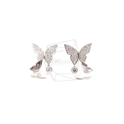 ERG-2387-R【2個入り】CZ バタフライピアス ,CZ Butterfly Earring Post 1枚目の画像