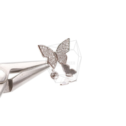 ERG-2387-R【2個入り】CZ バタフライピアス ,CZ Butterfly Earring Post 4枚目の画像