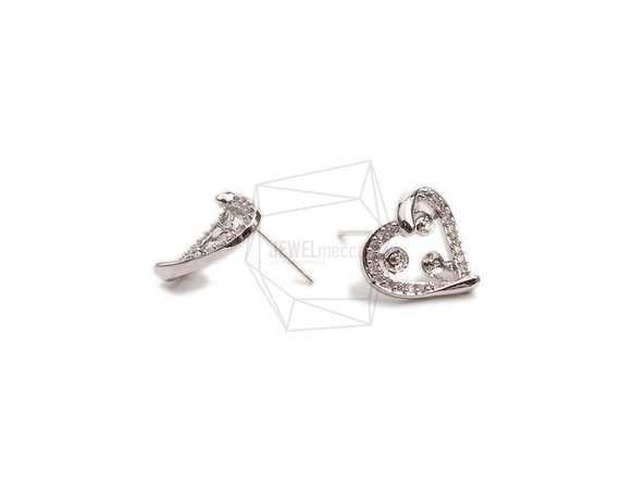 ERG-2388-G【2個入り】CZ ハートピアス/CZ Heart  Ear Post/ 13.6mm x 13.8m 3枚目の画像