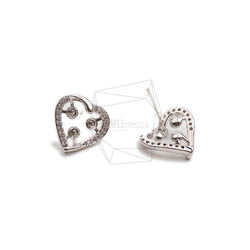 ERG-2388-G【2個入り】CZ ハートピアス/CZ Heart  Ear Post/ 13.6mm x 13.8m 2枚目の画像