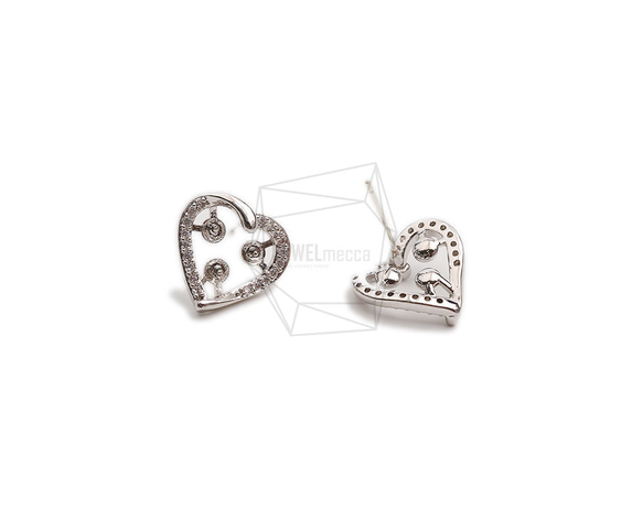 ERG-2388-G【2個入り】CZ ハートピアス/CZ Heart  Ear Post/ 13.6mm x 13.8m 2枚目の画像