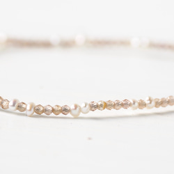 -Brown zircon・Pearl- bracelet 3枚目の画像