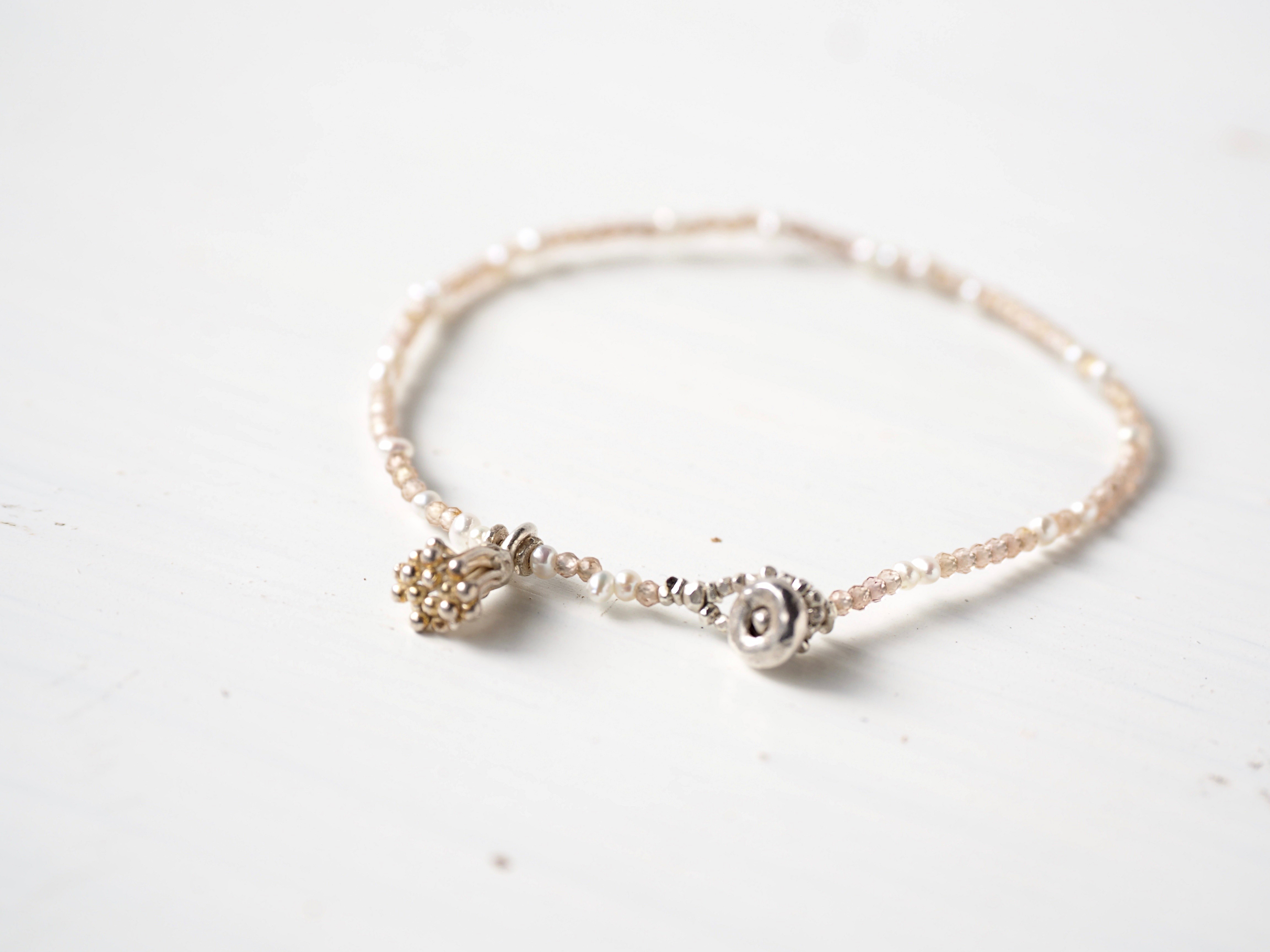 -Brown zircon・Pearl- bracelet