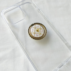 ハート ゴールド チェック スマホリング/バンカーリングドライフラワー入り 11枚目の画像