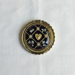 ハート ゴールド チェック スマホリング/バンカーリングドライフラワー入り 4枚目の画像