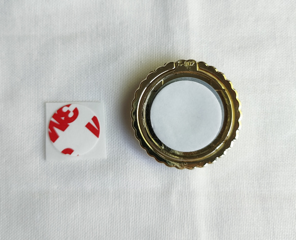 ハート ゴールド チェック スマホリング/バンカーリングドライフラワー入り 9枚目の画像