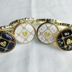 ハート ゴールド チェック スマホリング/バンカーリングドライフラワー入り 8枚目の画像