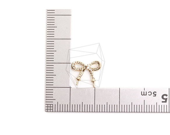 ERG-2391-G【2個入り】CZ リボンピアス,CZ Rope Ribbon Earring 5枚目の画像